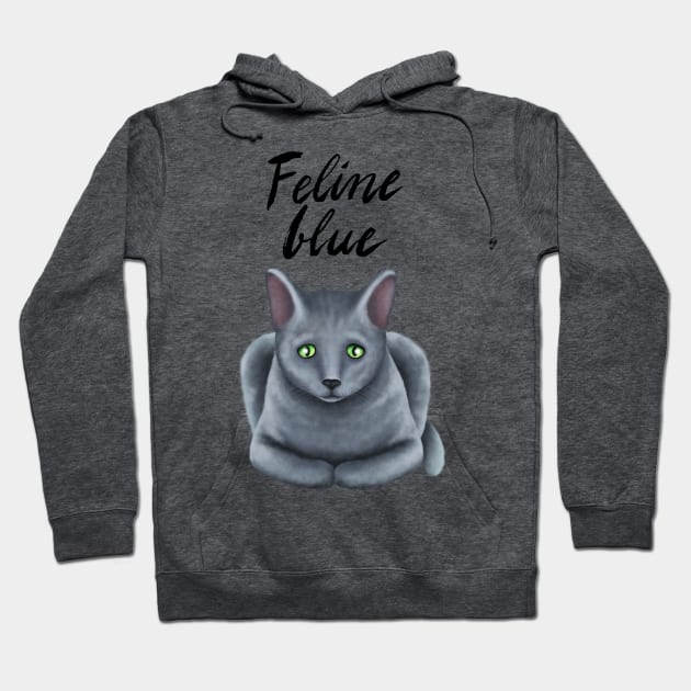 Feline blue Hoodie by illucalliart